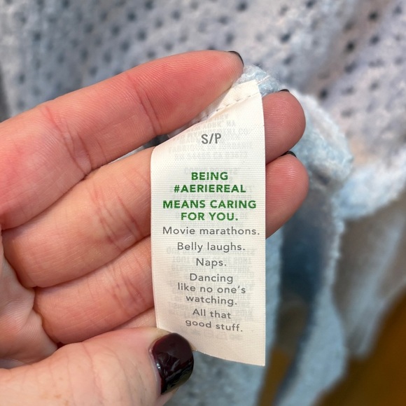 Aerie Chunky V Neck Sweater Oversized Slouchy Light Blue Size Small - Picture 11 of 13